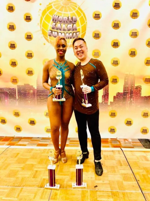 Soul and Nadège with their World Salsa Summit trophies